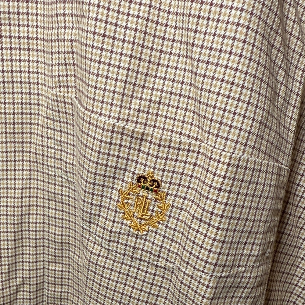 LAUREN Ralph Lauren Men's Checkered Button Down Shirt "Crown" Logo XXL